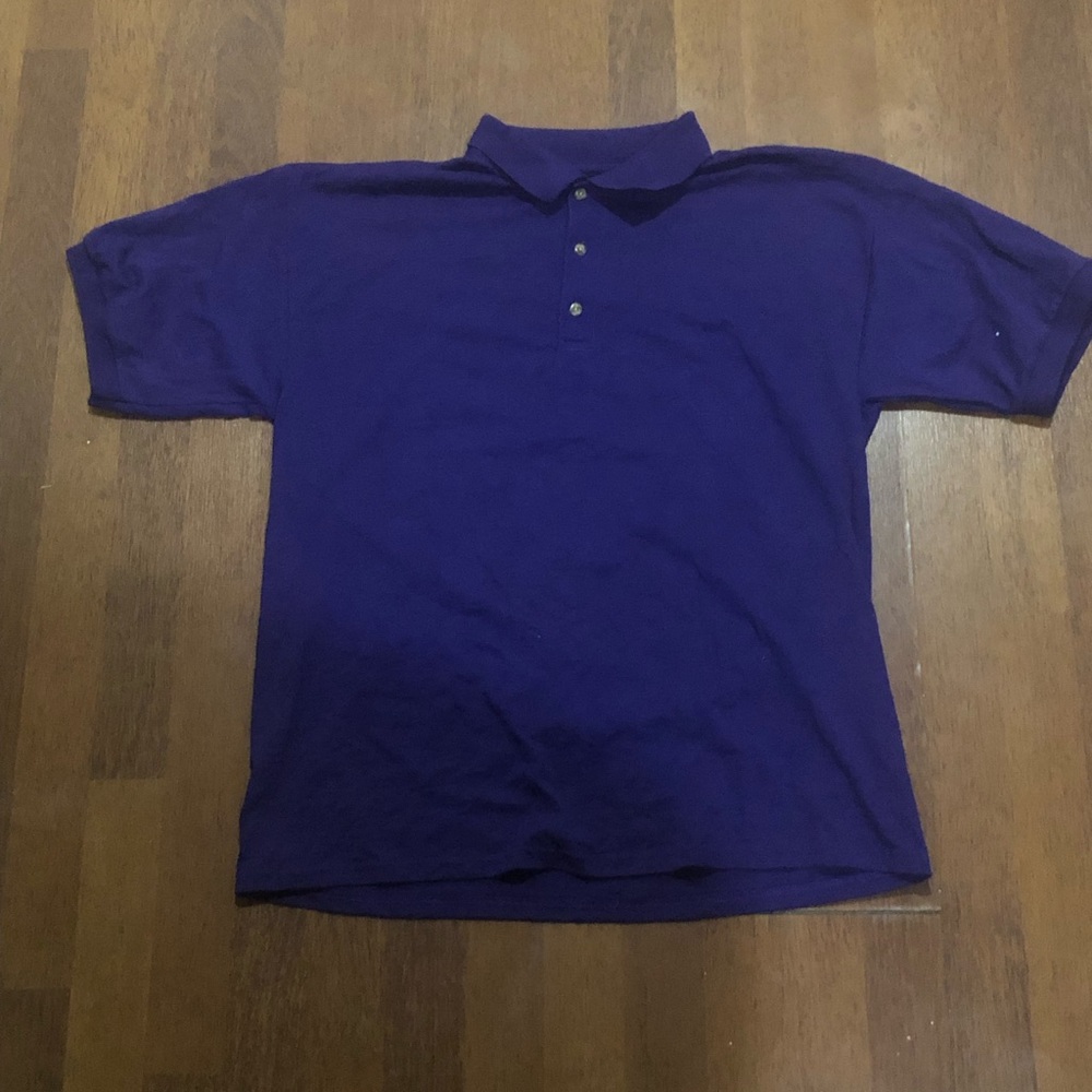 Gildan Men's Dark Purple Polo Shirt - Short Sleeve Button Placket